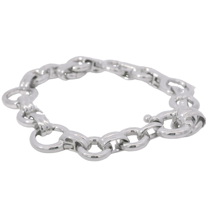 Aaron Basha 18K White Gold Double Bar Open Link Charm Bracelet