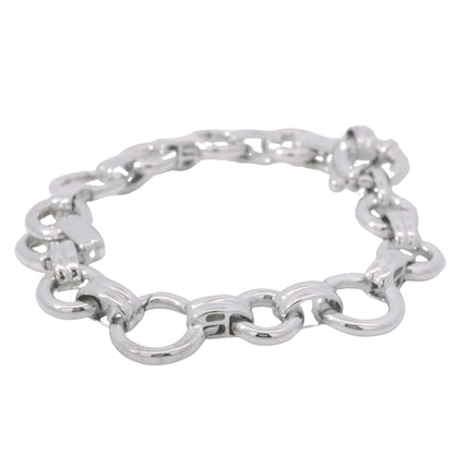 Aaron Basha 18K White Gold Double Bar Open Link Charm Bracelet