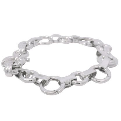 Aaron Basha 18K White Gold Double Bar Open Link Charm Bracelet