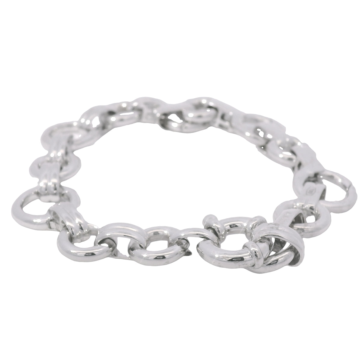 Aaron Basha 18K White Gold Double Bar Open Link Charm Bracelet