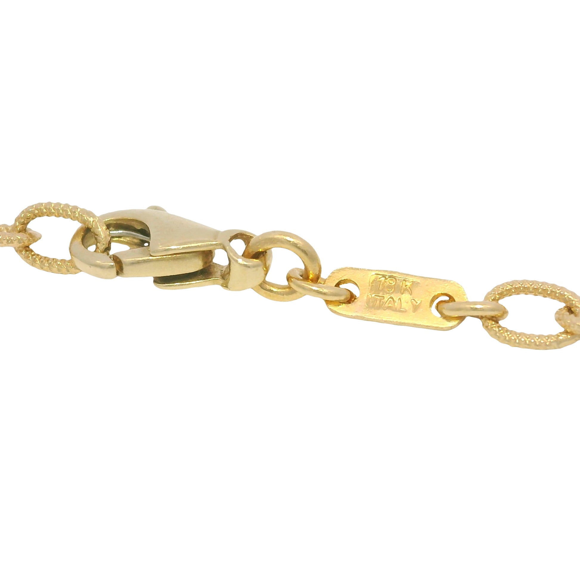 18k Two Tone Gold Natural Diamond Textured Oval Link Necklace