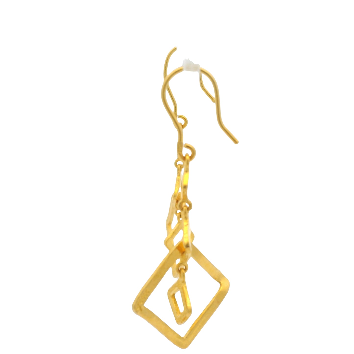 24K Yellow Gold Small & Large Edgy Square Drop Earring