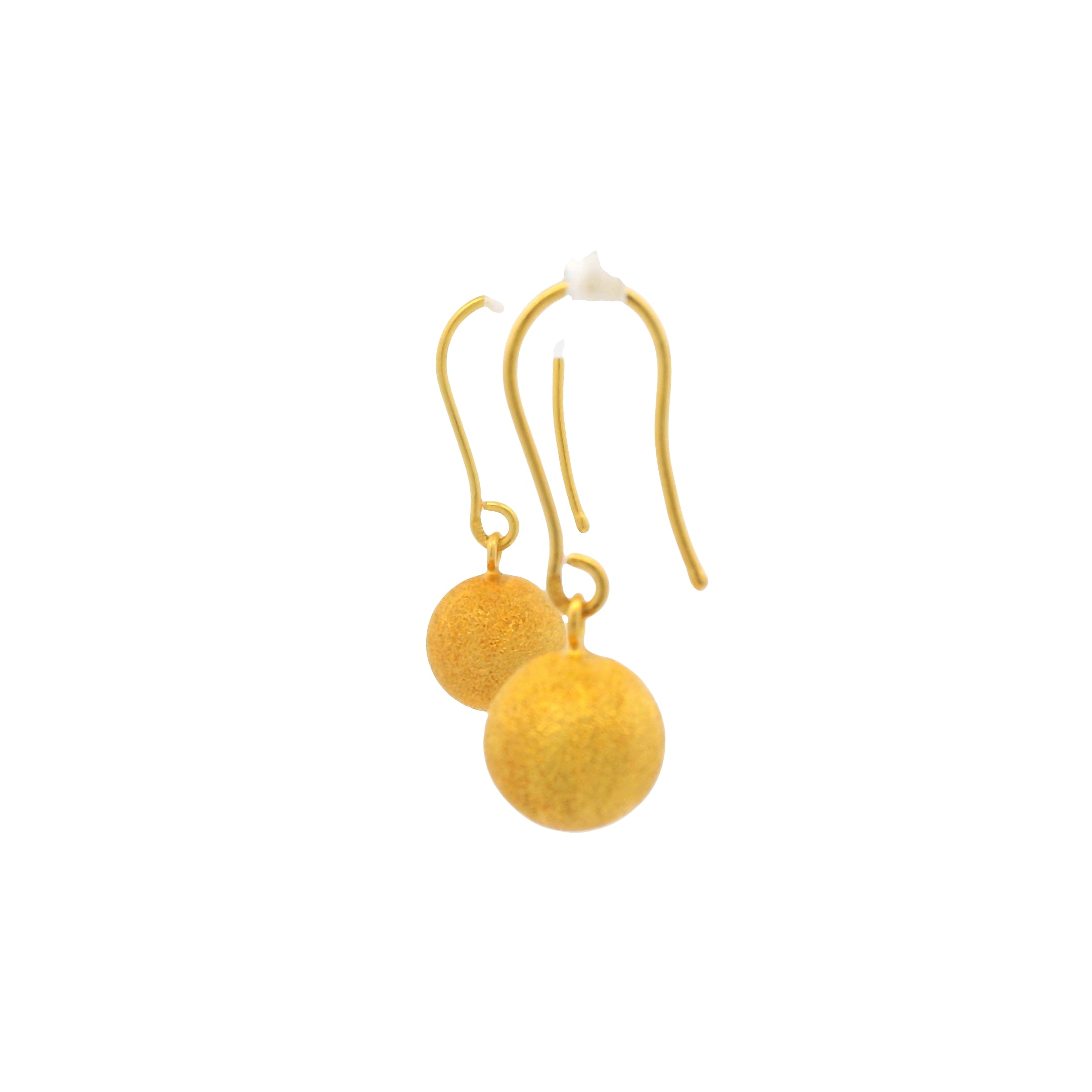 24K Yellow Gold Edgy Drop Bead earrings