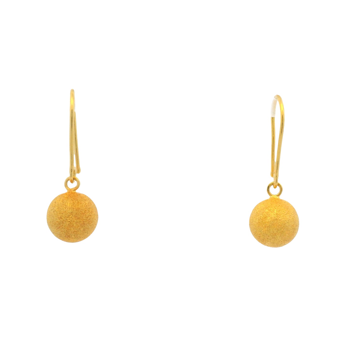 24K Yellow Gold Edgy Drop Bead earrings