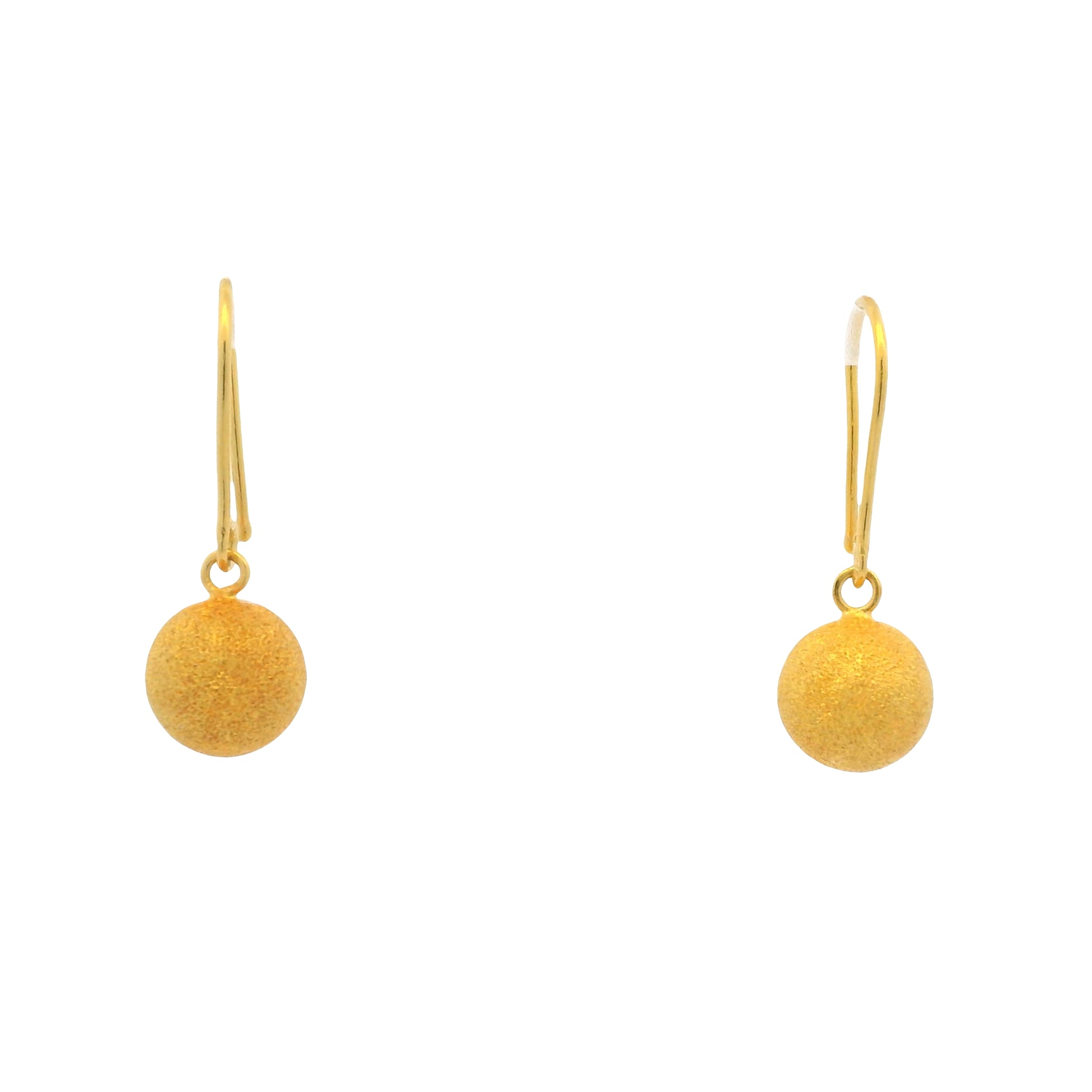24K Yellow Gold Edgy Drop Bead earrings