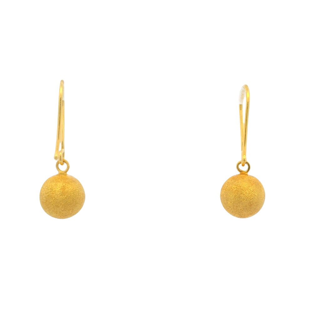 24K Yellow Gold Edgy Drop Bead earrings