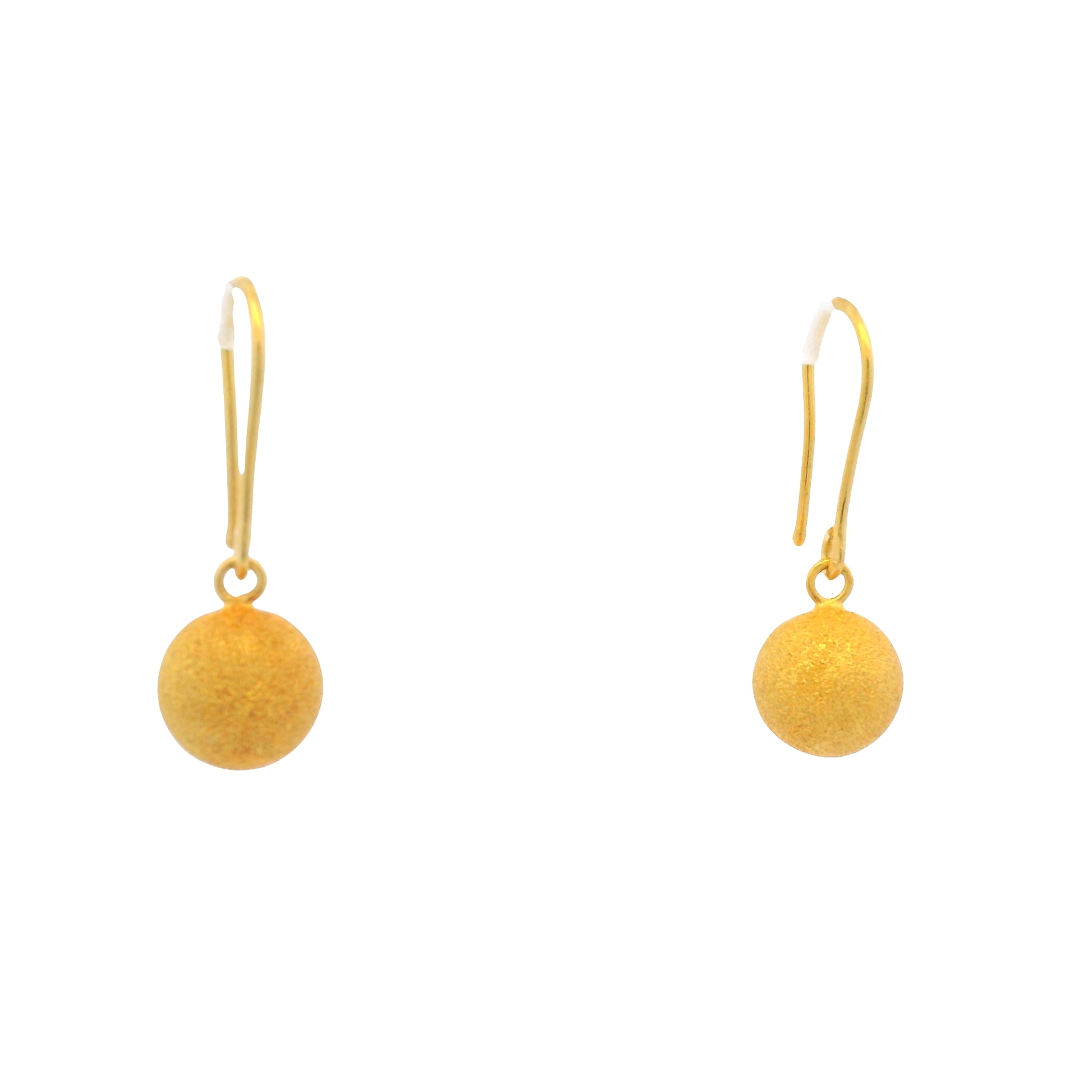 24K Yellow Gold Edgy Drop Bead earrings