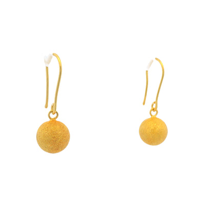 24K Yellow Gold Edgy Drop Bead earrings
