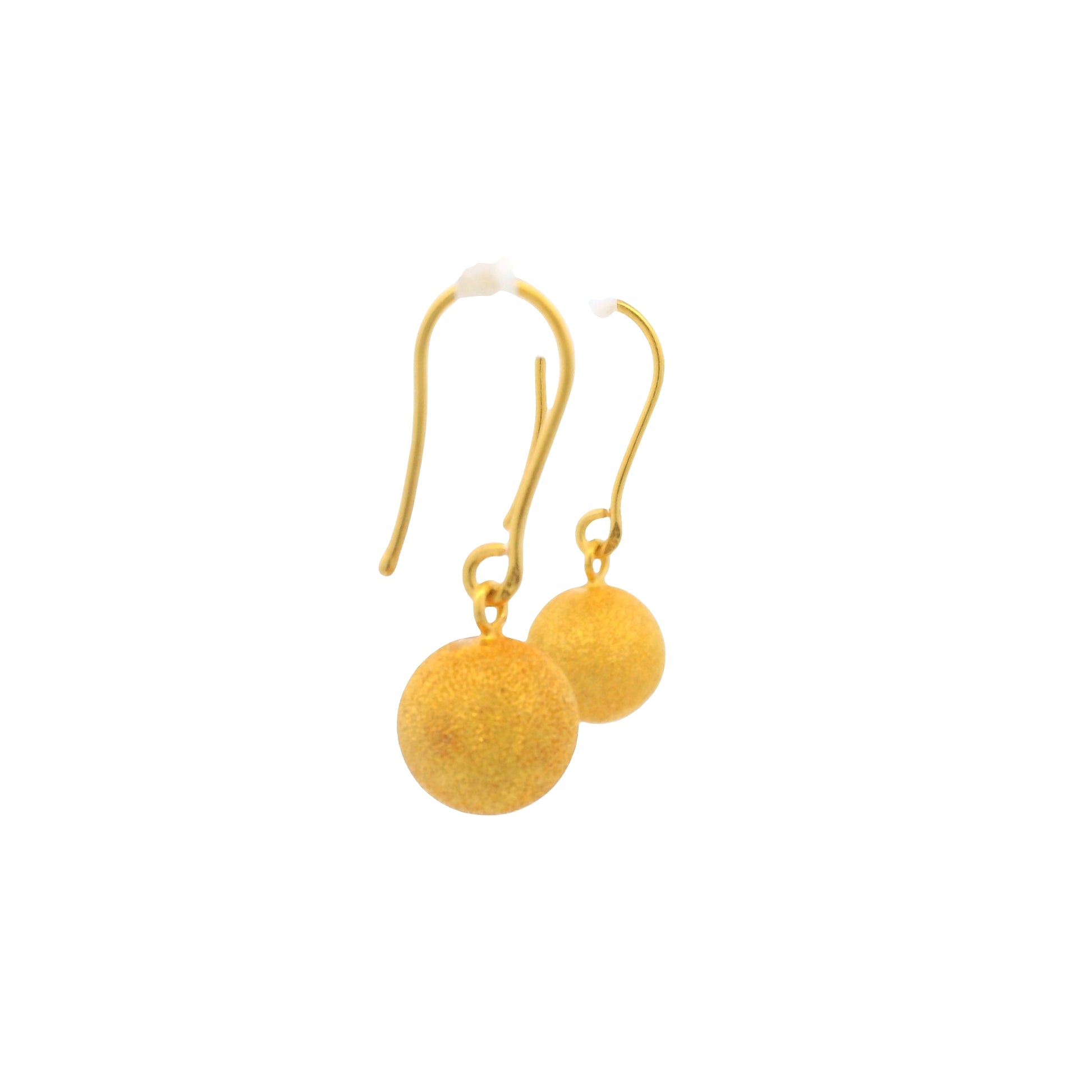 24K Yellow Gold Edgy Drop Bead earrings