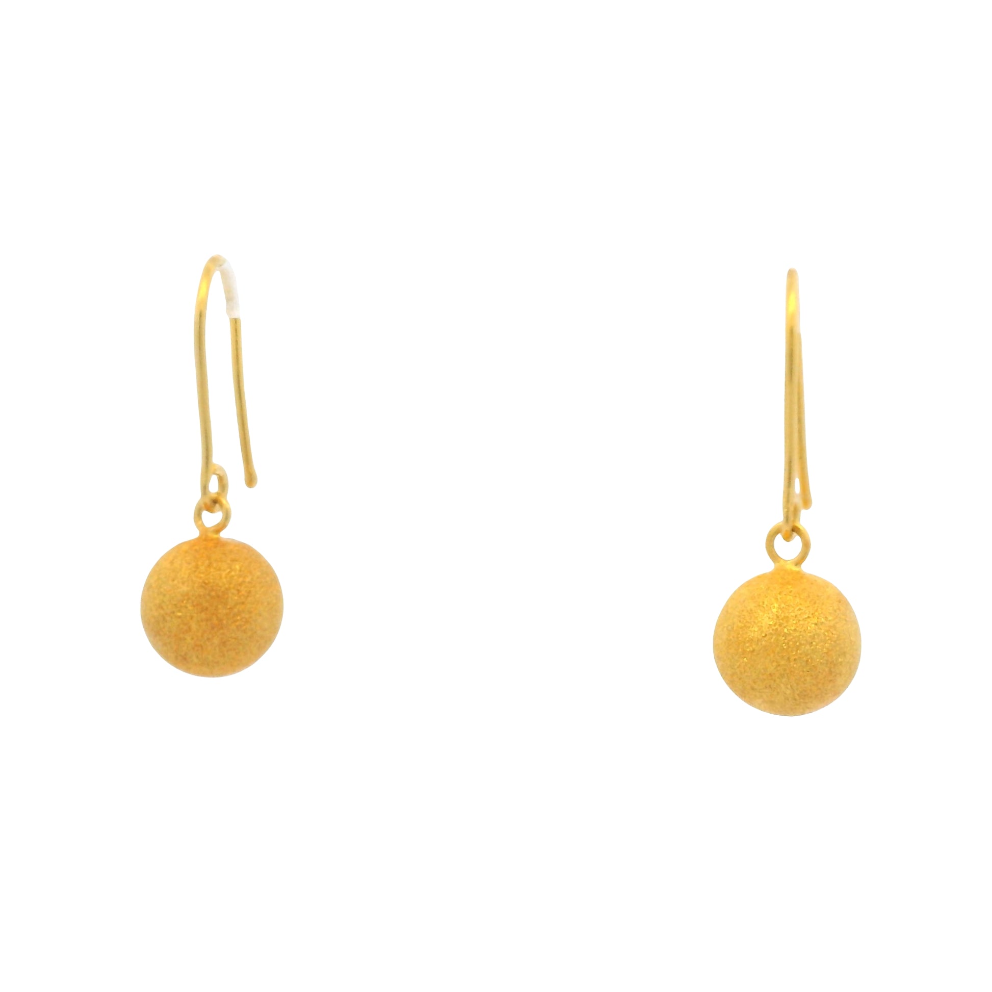 24K Yellow Gold Edgy Drop Bead earrings