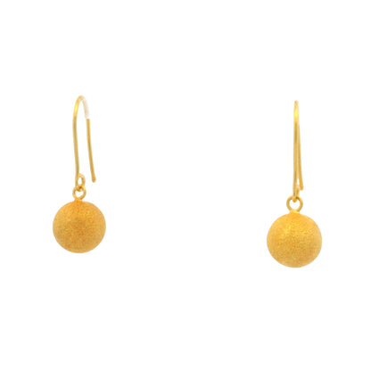 24K Yellow Gold Edgy Drop Bead earrings