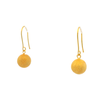 24K Yellow Gold Edgy Drop Bead earrings