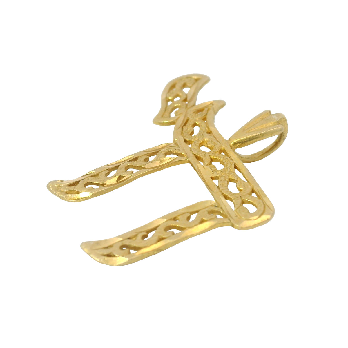 14K Yellow Gold Chai Open Work Unisex Pendant