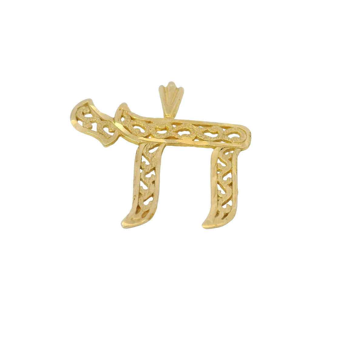 14K Yellow Gold Chai Open Work Unisex Pendant