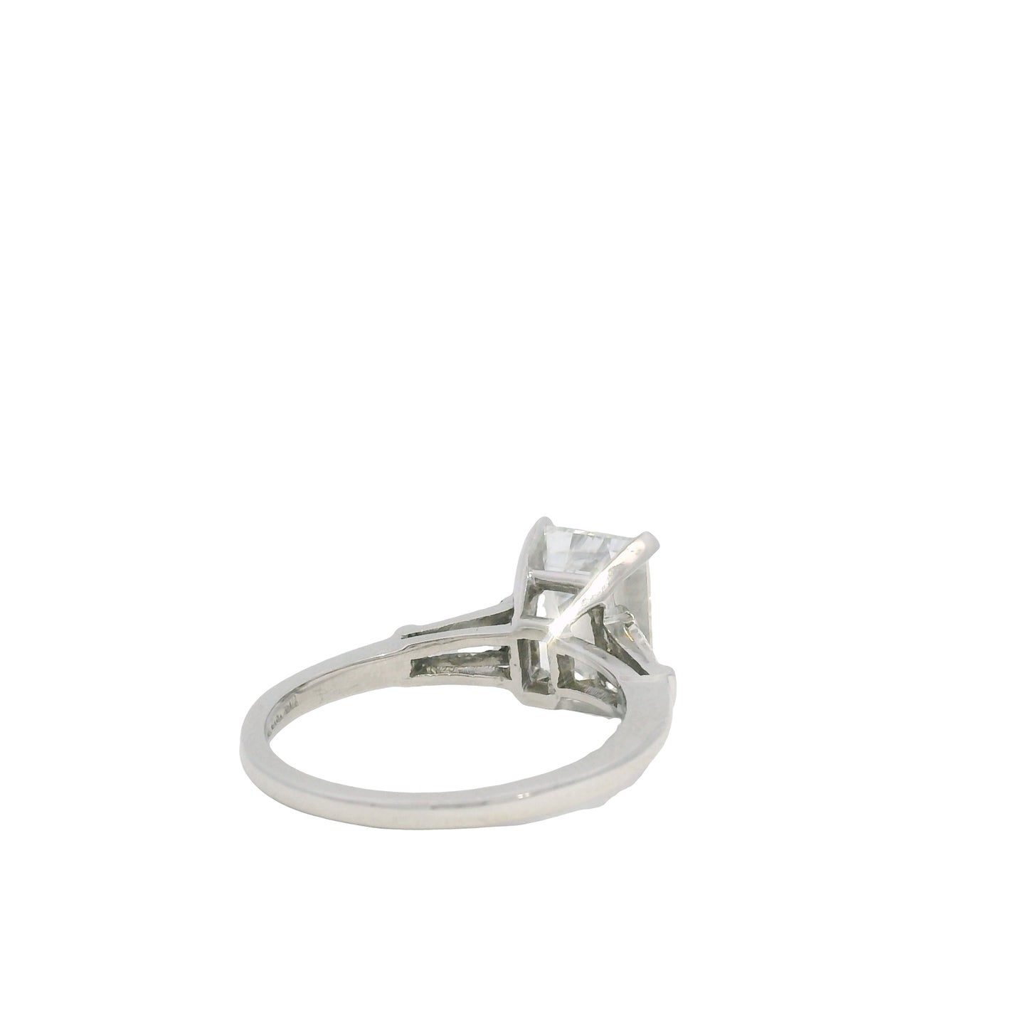 GIA Platinum Natural 2.38 Carat Emerald-Cut Diamond Side Stone Engagement Ring