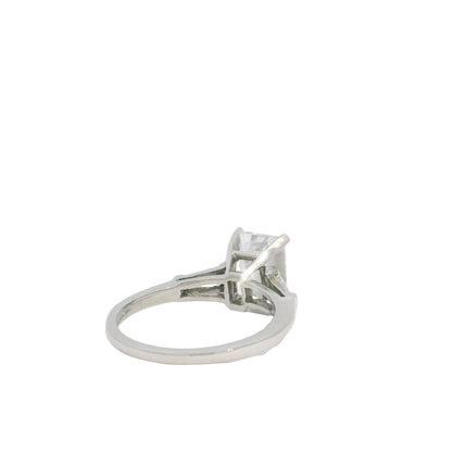 GIA Platinum Natural 2.38 Carat Emerald-Cut Diamond Side Stone Engagement Ring
