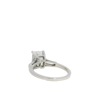 GIA Platinum Natural 2.38 Carat Emerald-Cut Diamond Side Stone Engagement Ring