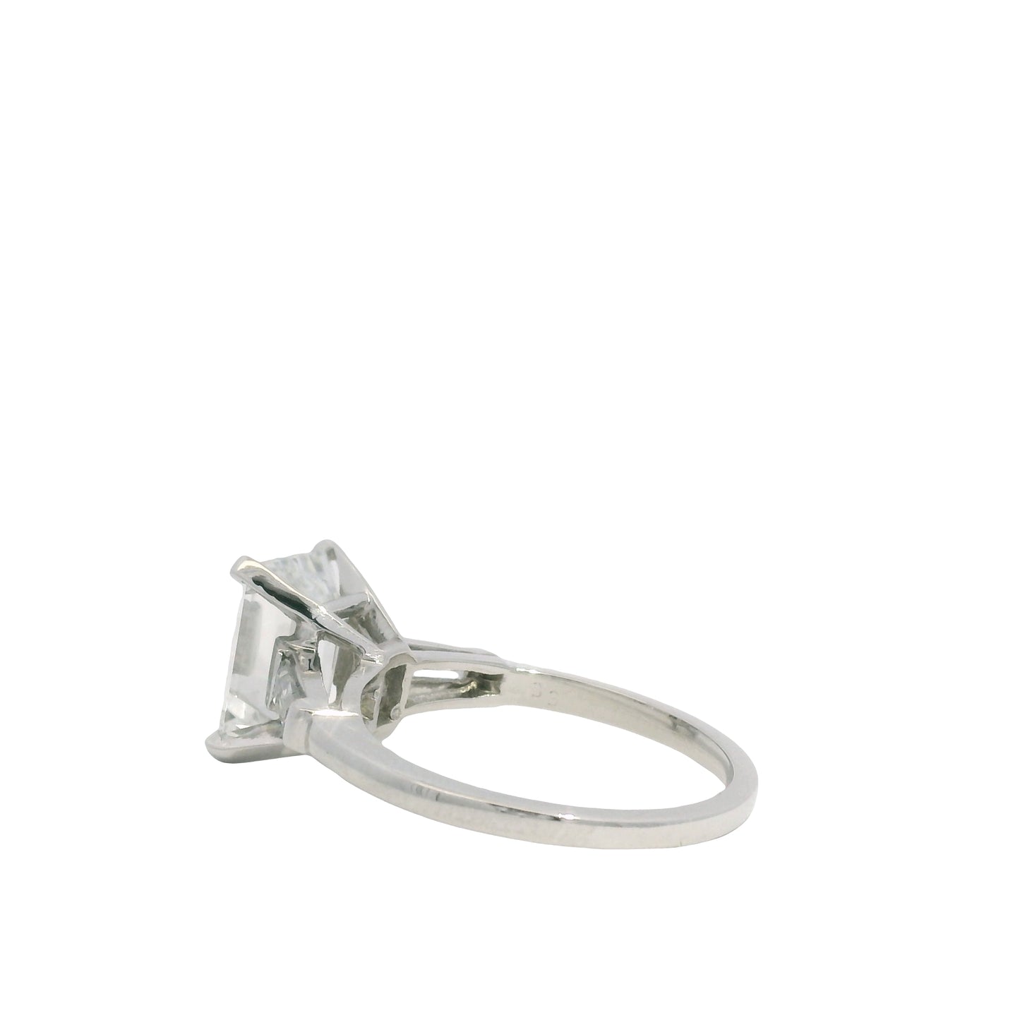 GIA Platinum Natural 2.38 Carat Emerald-Cut Diamond Side Stone Engagement Ring