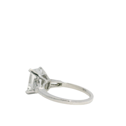 GIA Platinum Natural 2.38 Carat Emerald-Cut Diamond Side Stone Engagement Ring