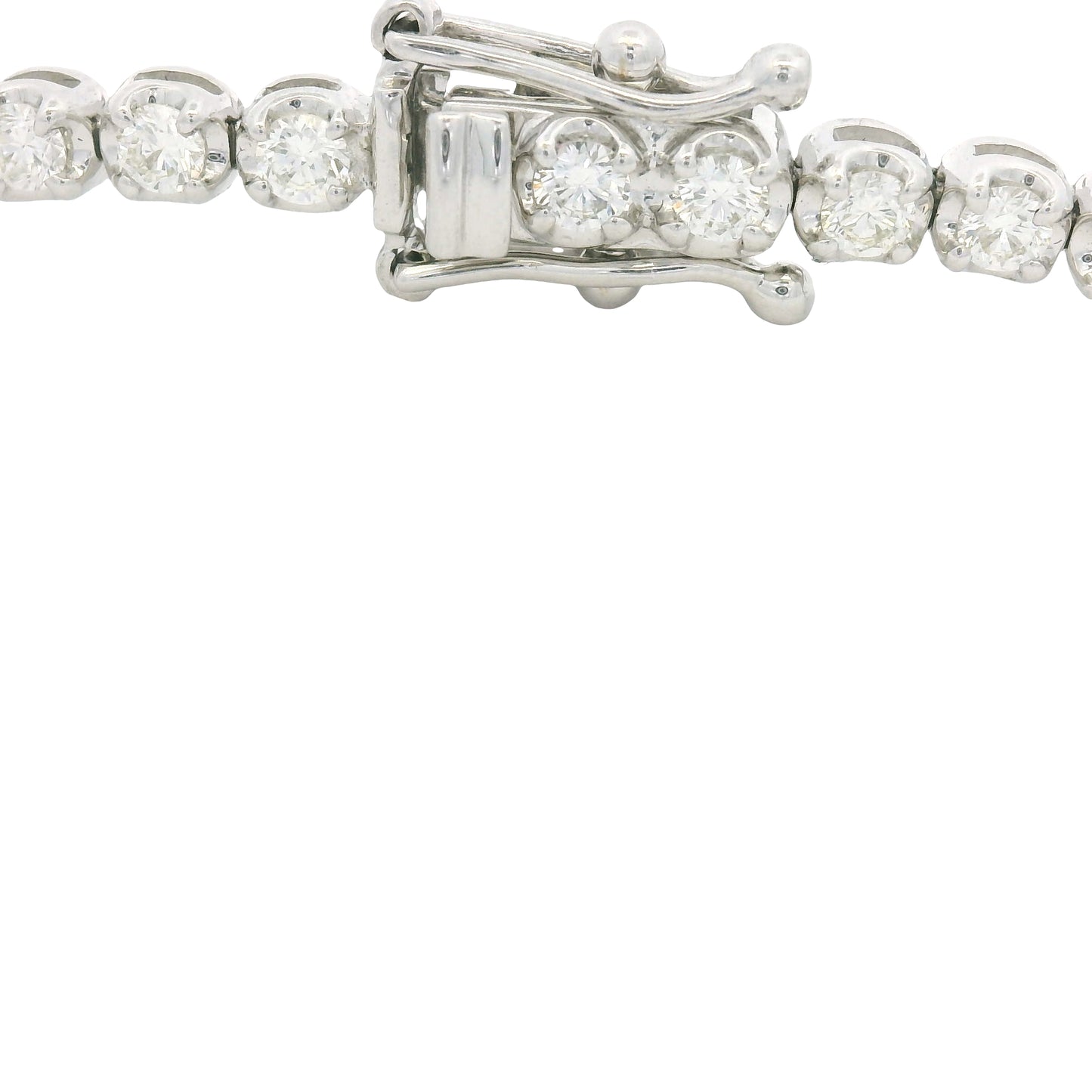 14K White Gold Natural Round Brilliant Cut Diamond & Round Sapphire Tennis Bracelet