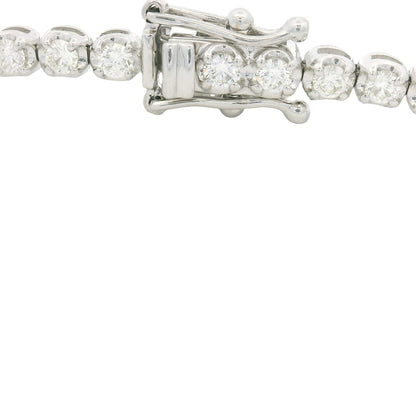 14K White Gold Natural Round Brilliant Cut Diamond & Round Sapphire Tennis Bracelet