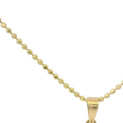 14k Yellow Gold Cross Pendant on a Diamond Cut Beaded Necklace