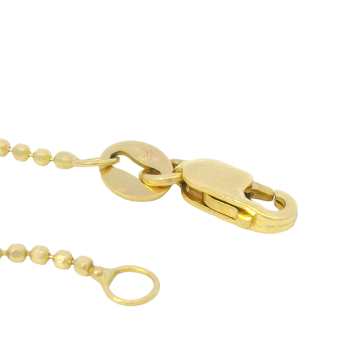 14k Yellow Gold Cross Pendant on a Diamond Cut Beaded Necklace