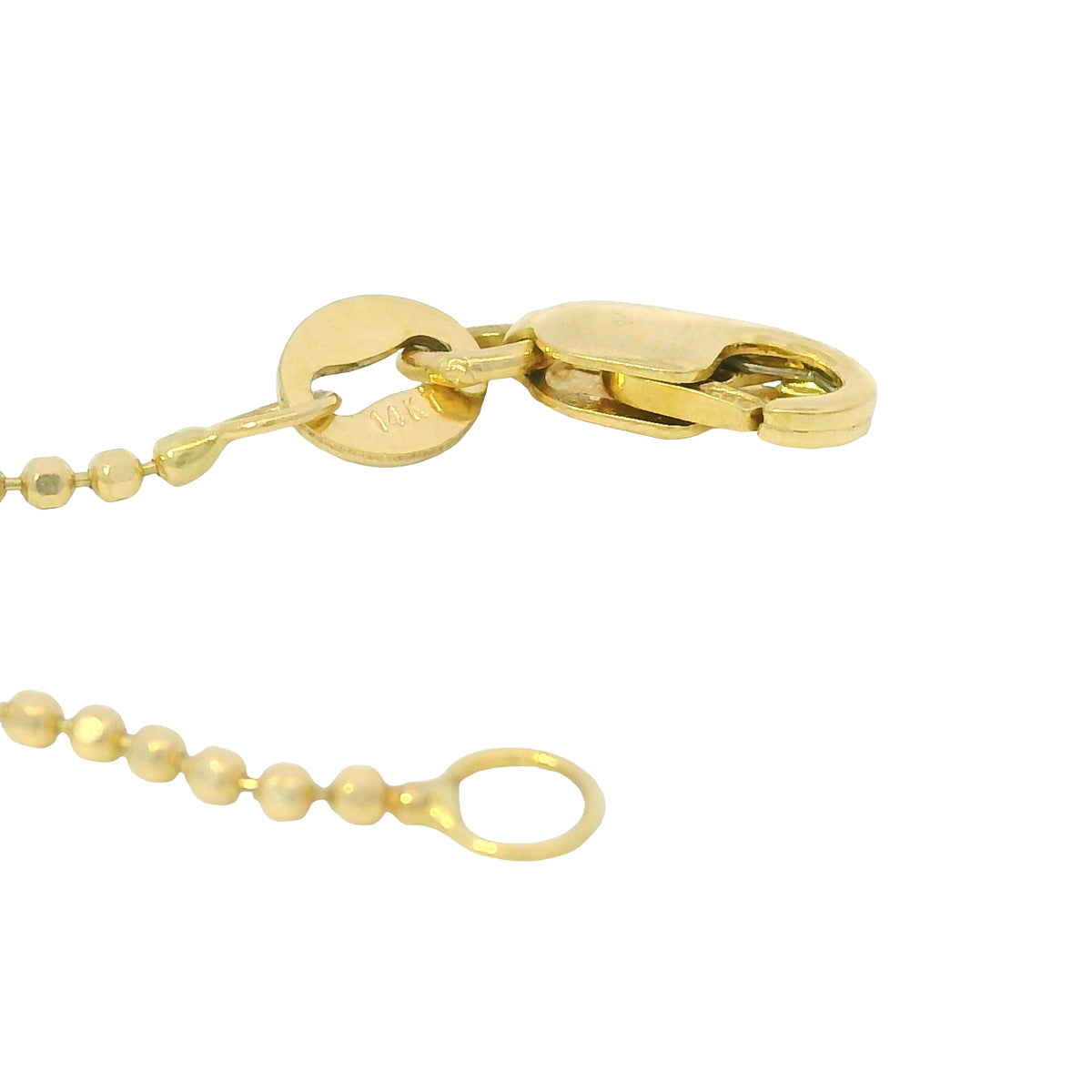 14k Yellow Gold Cross Pendant on a Diamond Cut Beaded Necklace