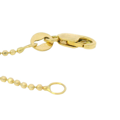 14k Yellow Gold Cross Pendant on a Diamond Cut Beaded Necklace