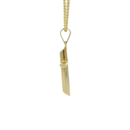 14k Yellow Gold Cross Pendant on a Diamond Cut Beaded Necklace