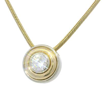 14K White & Yellow Gold Natural Diamond Thick Bezel Set Pendant Necklace