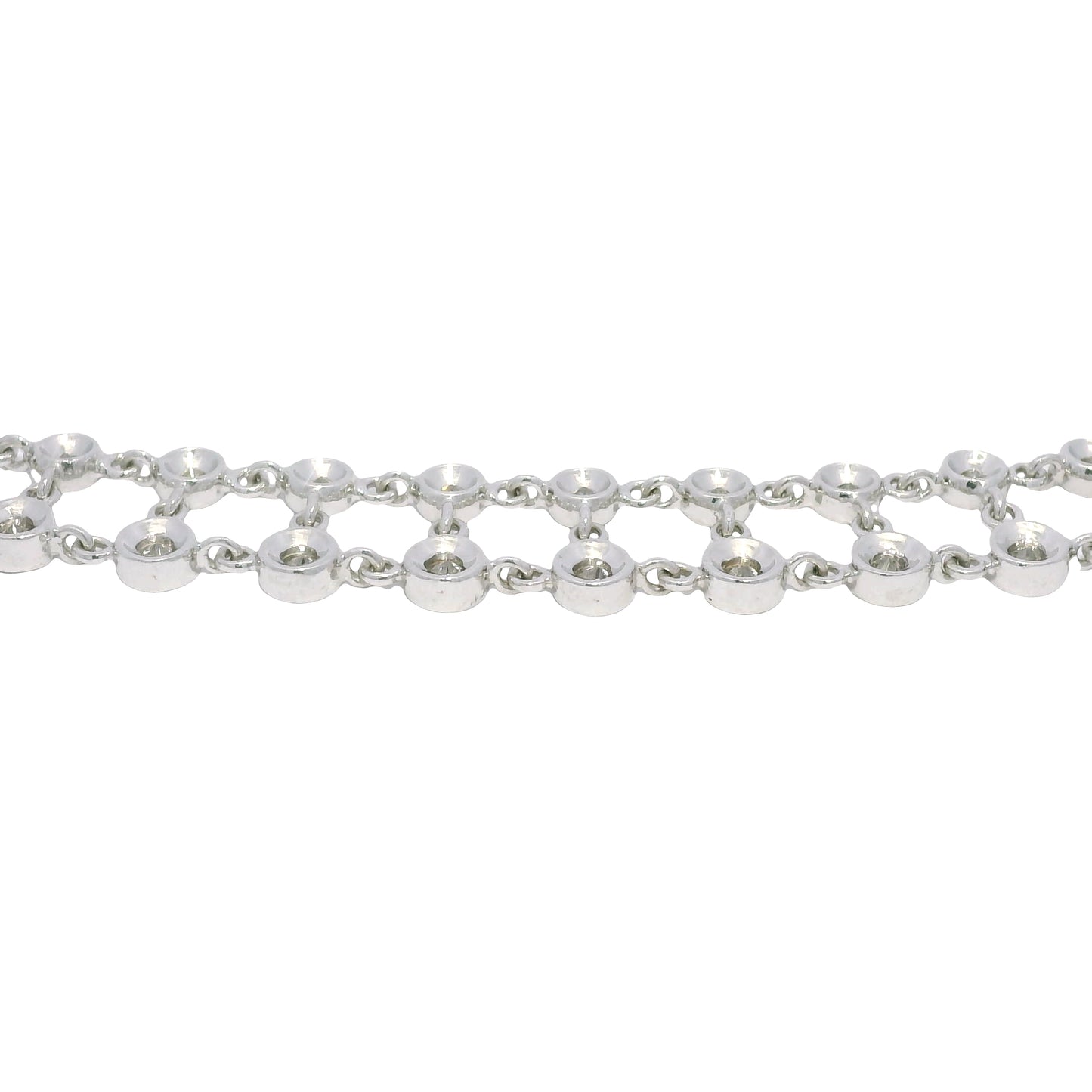 18k White Gold Natural Diamond Bezel Set Tear-Drop Choker Necklace