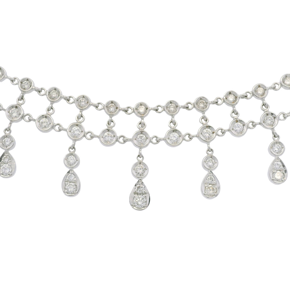 18k White Gold Natural Diamond Bezel Set Tear-Drop Choker Necklace — product photo 1