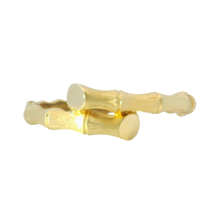 14K Yellow Gold Bamboo Style Crossover Bangle Bracelet