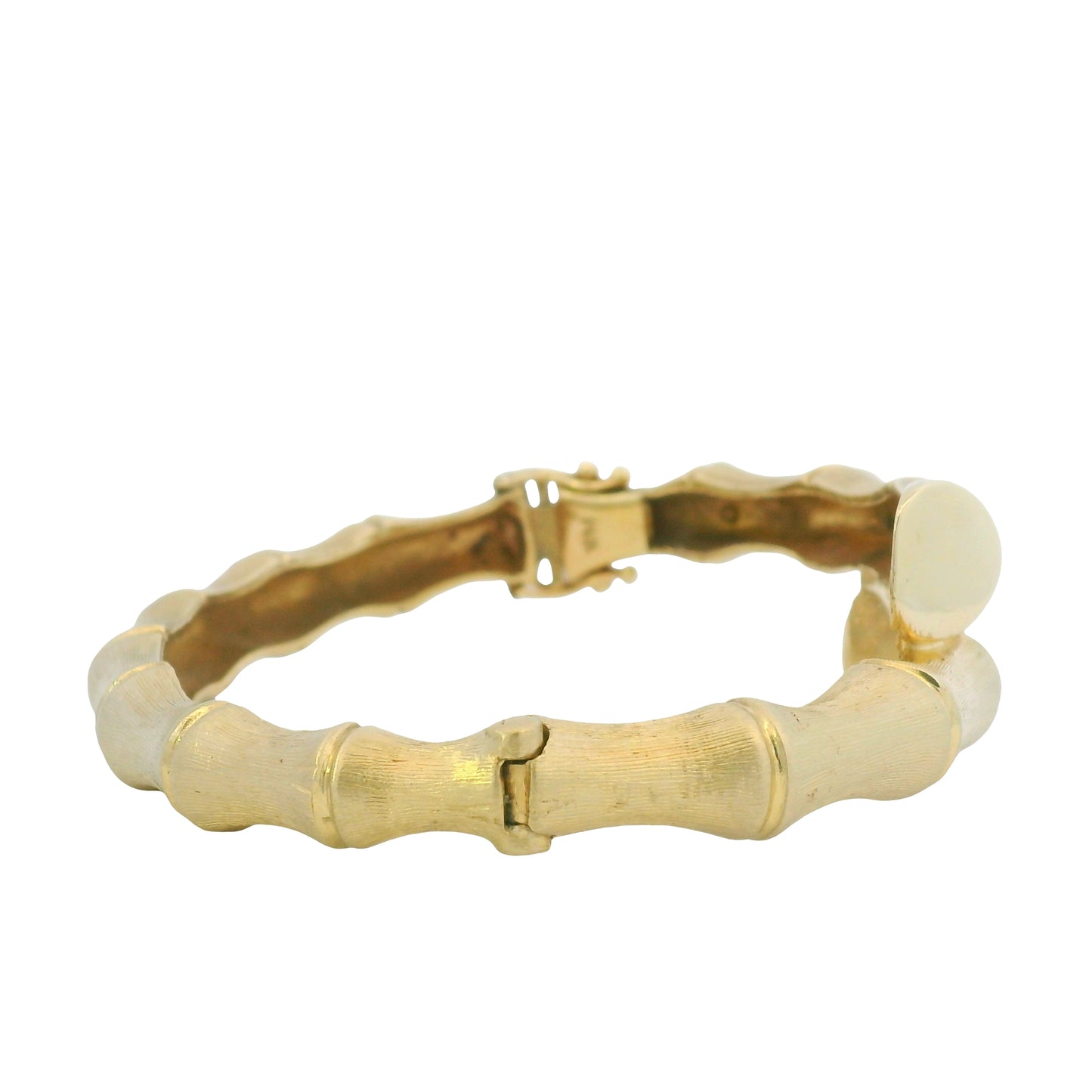 14K Yellow Gold Bamboo Style Crossover Bangle Bracelet