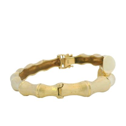 14K Yellow Gold Bamboo Style Crossover Bangle Bracelet