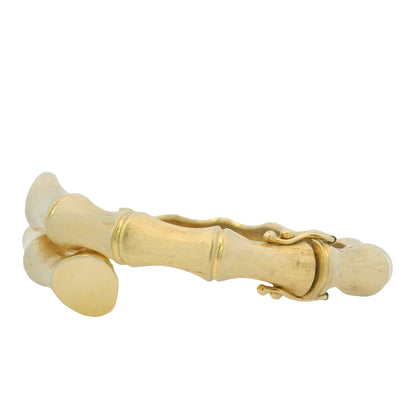 14K Yellow Gold Bamboo Style Crossover Bangle Bracelet