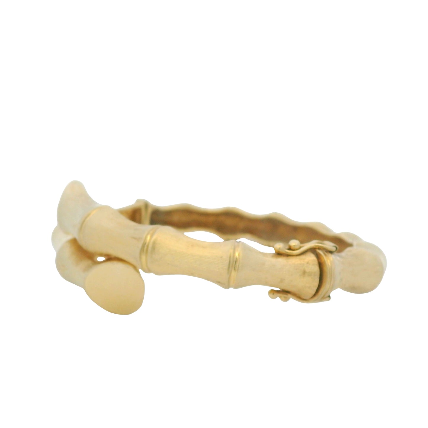 14K Yellow Gold Bamboo Style Crossover Bangle Bracelet