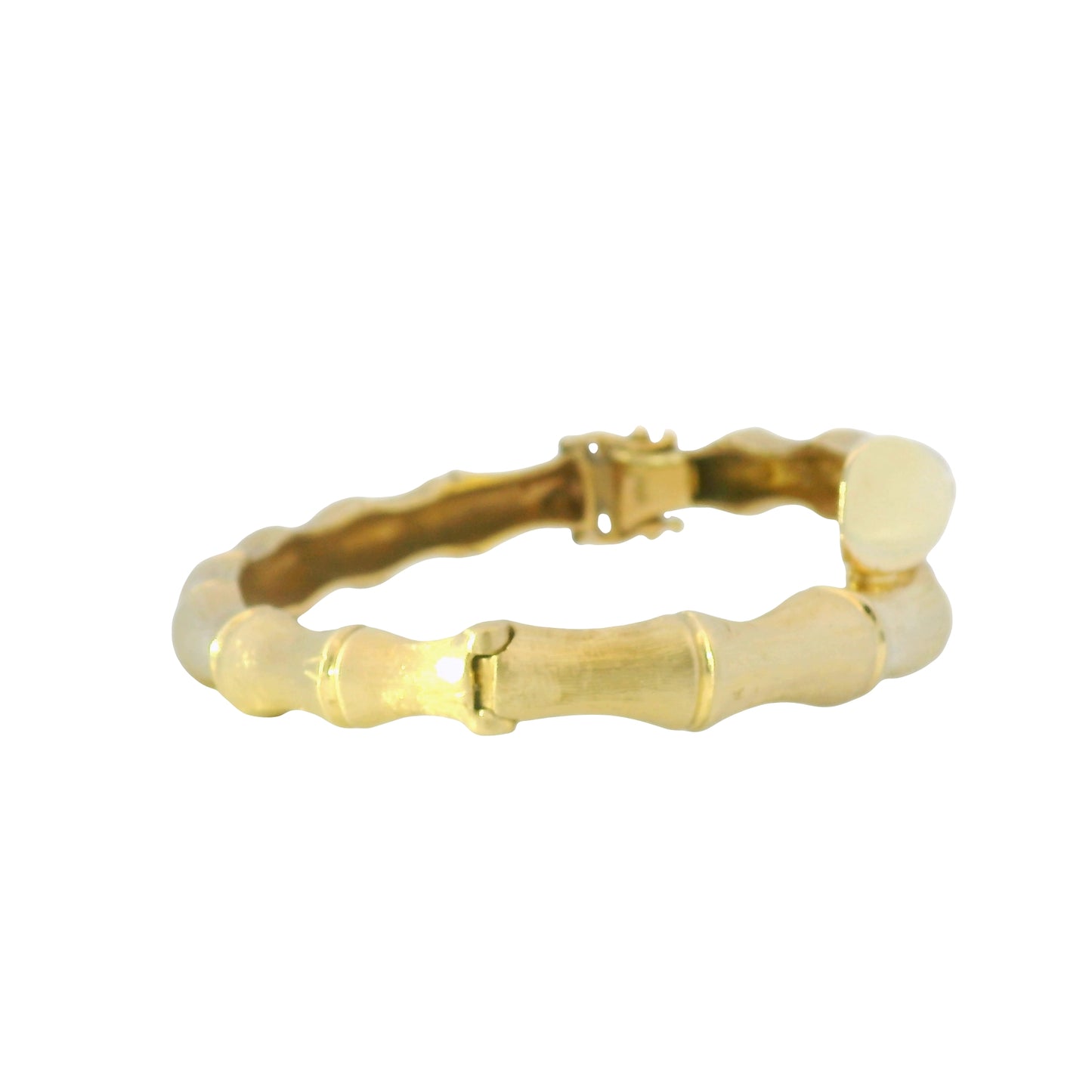 14K Yellow Gold Bamboo Style Crossover Bangle Bracelet