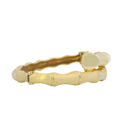 14K Yellow Gold Bamboo Style Crossover Bangle Bracelet
