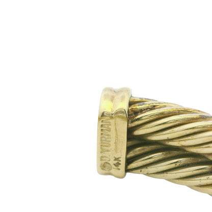David Yurman 14K Yellow Gold 2-Row Cable & Sterling Silver X Cuff Bracelet