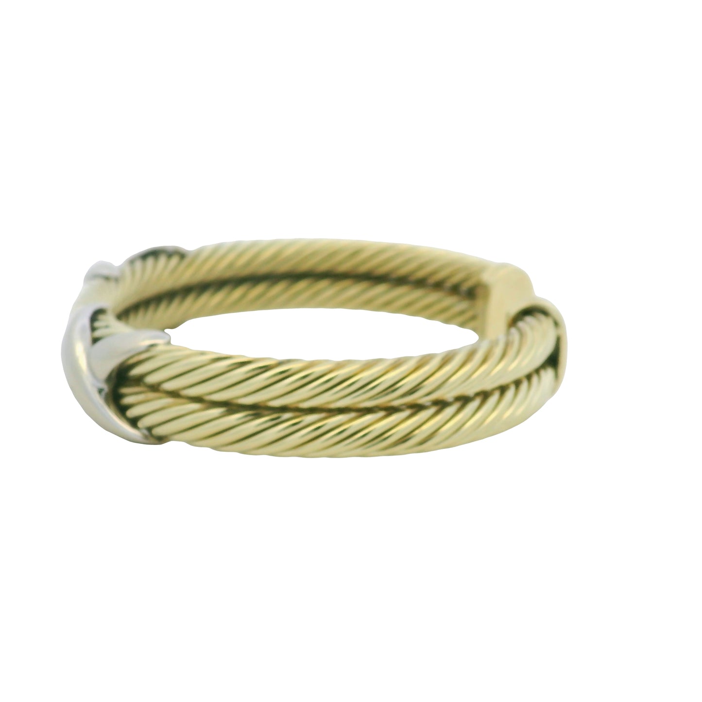 David Yurman 14K Yellow Gold 2-Row Cable & Sterling Silver X Cuff Bracelet