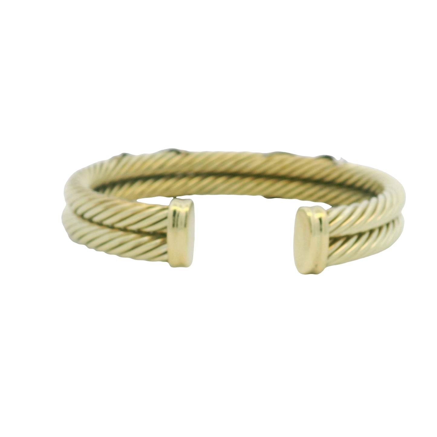 David Yurman 14K Yellow Gold 2-Row Cable & Sterling Silver X Cuff Bracelet