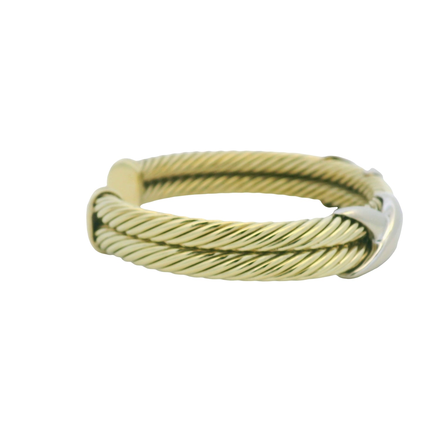 David Yurman 14K Yellow Gold 2-Row Cable & Sterling Silver X Cuff Bracelet