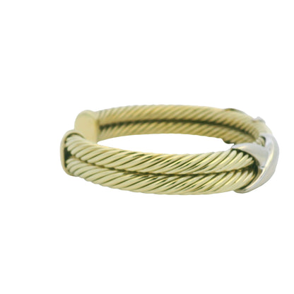 David Yurman 14K Yellow Gold 2-Row Cable & Sterling Silver X Cuff Bracelet