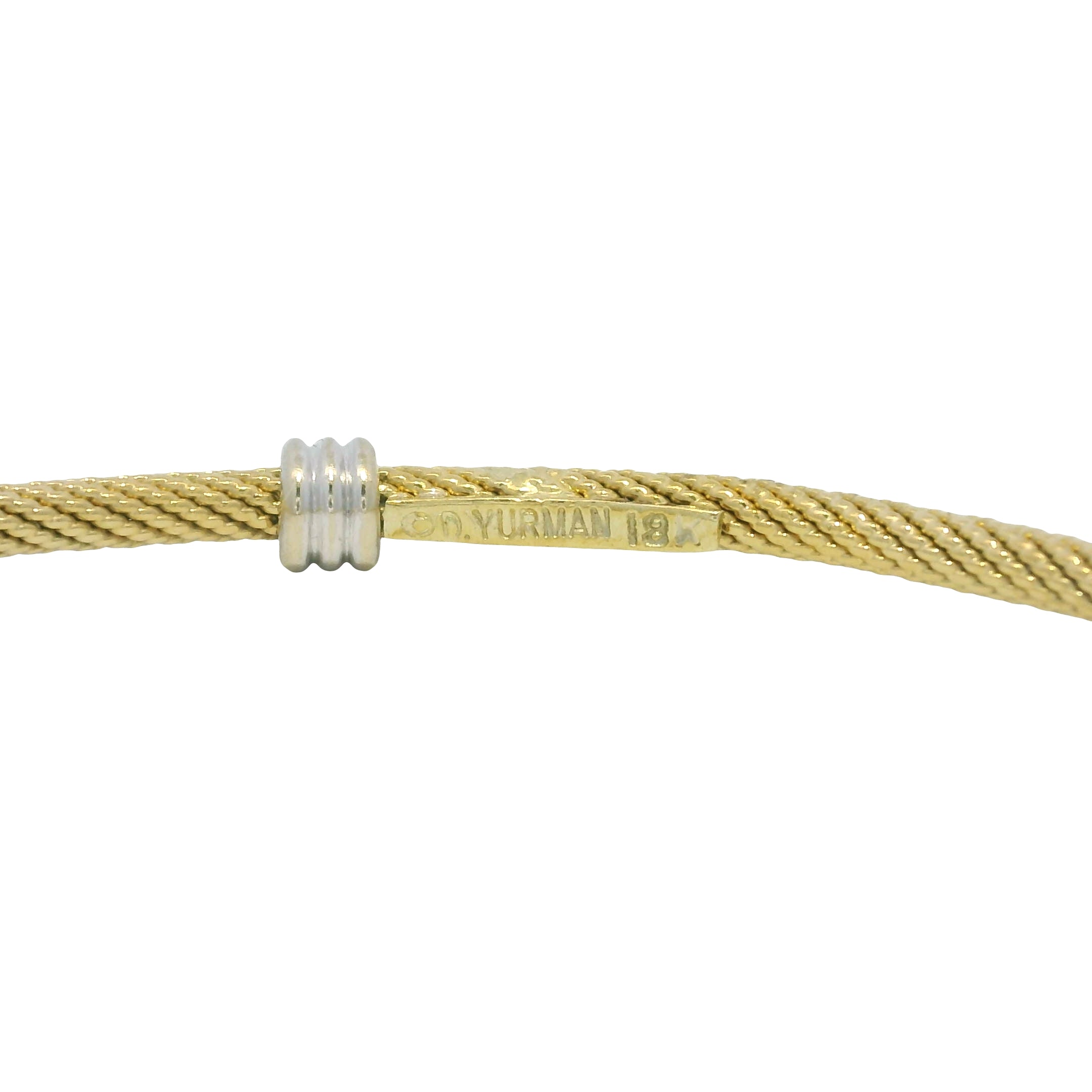 David Yurman 18K Yellow Gold Three Station Narrow Bangle Bracelet