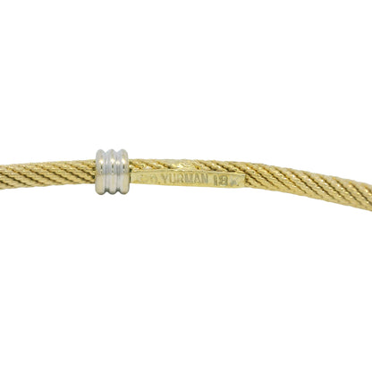 David Yurman 18K Yellow Gold Three Station Narrow Bangle Bracelet