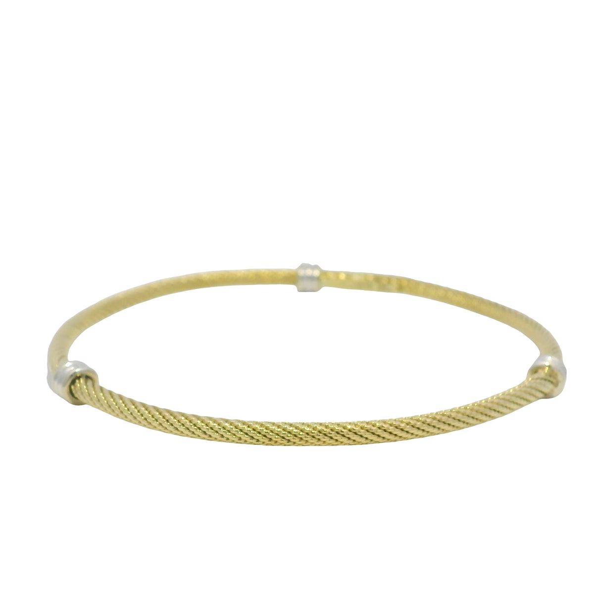 David Yurman 18K Yellow Gold Three Station Narrow Bangle Bracelet — product photo 3