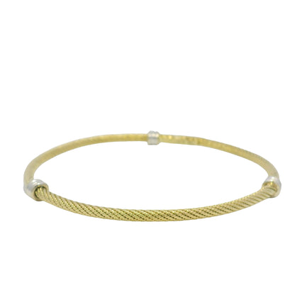 David Yurman 18K Yellow Gold Three Station Narrow Bangle Bracelet
