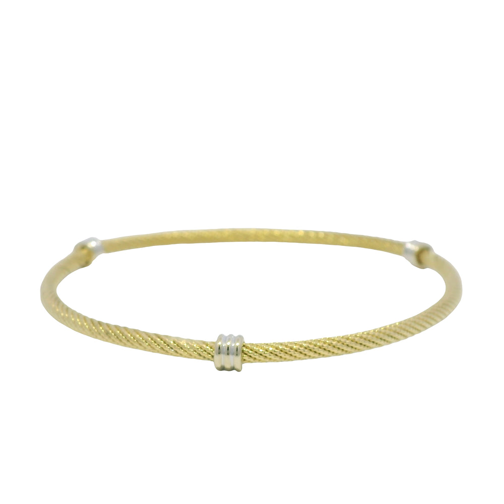 David Yurman 18K Yellow Gold Three Station Narrow Bangle Bracelet — product photo 1